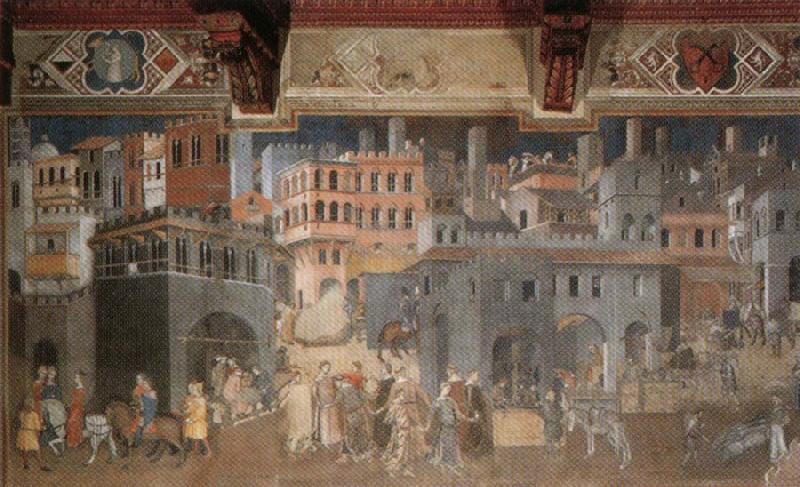 Ambrogio Lorenzetti Effects of Good Government in the City oil painting image
